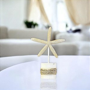 Enfeite Decorativo Pedestal Estrela Bege 25cm