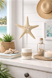 Enfeite Pedestal Estrela Bege 30cm