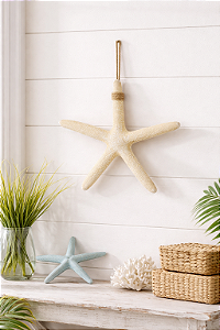 Estrela Decorativa De Parede Bege em Resina 23 Cm
