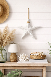 Estrela De Parede Branca em Resina 21 Cm