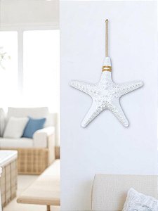 Estrela De Parede Branca em Resina 21 Cm