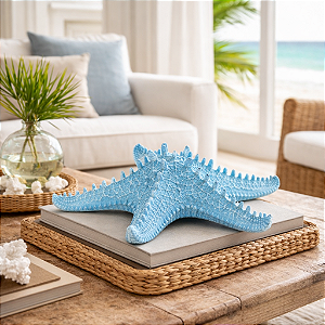 Estrela De Mesa Azul em Cerâmica 30 Cm