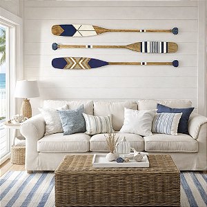 Kit 3 Remos Decorativos Azul Marinho 130 cm Decoração Náutica Praia