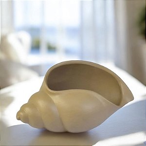 Vaso Decorativo Concha Marrom em Cerâmica