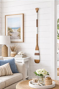 Remo Decorativo Marrom e Branco 130 cm Decoração Náutica Praia