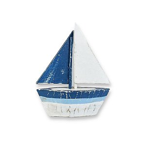 Enfeite Veleiro Azul e Branco 11 cm Decoração Náutica de Mesa