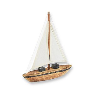 Enfeite Veleiro Natural 35 cm Decoração Náutica de Mesa