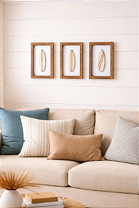 Kit 3 Quadros Prancha Branca Decoração Náutica Praia Surf