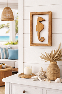 Quadro Cavalo Marinho Grande Decoração Náutica de Parede