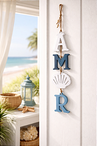 Penduricalho Amor Azul Decoração em Madeira