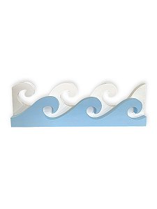 Enfeite Decorativo de Mesa Onda Azul 40 cm Decoração de Praia em madeira
