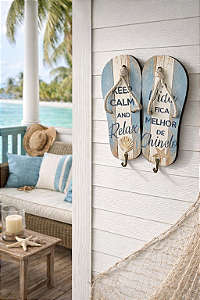 Porta-Chaves Em Mdf - Chinelos - 20 X 23 Cm