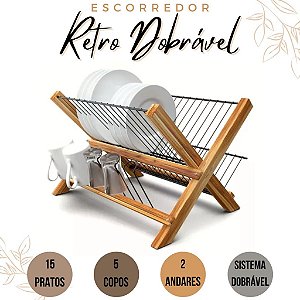 Escorredor de Pratos Dobrável para Louça Cozinha