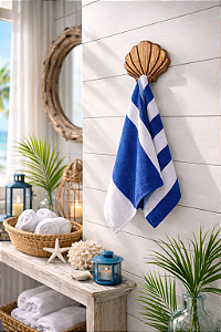 Cabideiro Concha em Madeira Decoração Náutica Praia