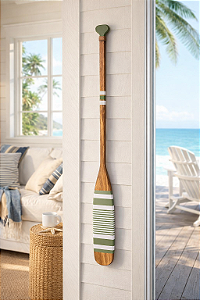 Remo Decorativo Verde Jade Listrado 100 cm Decoração de Parede em madeira