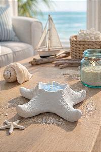 Porta Vela Estrela branca com Vela em Pó