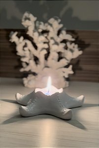 Porta Vela Estrela branca com Vela em Pó