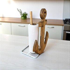 Porta Papel Toalha Âncora Marrom Decoração Náutica de Mesa