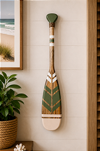 Remo Decorativo Verde e Bege 55 cm Decoração de Parede em Madeira para Casa de Praia