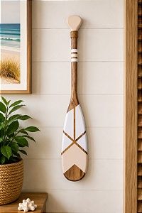 Remo Decorativo Bege 55 cm Decoração de Parede em madeira para Casa de Praia