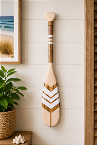 Remo Decorativo Bege 55 cm Decoração de Parede em Madeira Pinus