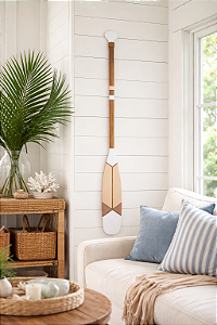 Remo Decorativo Ponta Branca com Bege 130 cm Decoração Náutica Praia