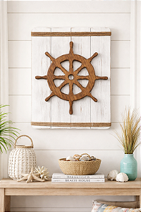 Quadro Náutico Timão em Madeira Decoração Náutica Praia