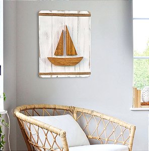Quadro Náutico Veleiro em Madeira Decoração Náutica Praia