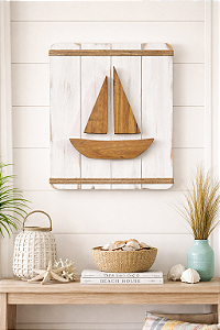Quadro Náutico Veleiro em Madeira Decoração Náutica Praia