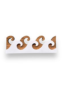 Enfeite Decorativo de Mesa Onda Marrom 40 cm Decoração de Praia em madeira