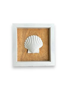 Quadro Concha Branca de Resina Decoração Náutica de Parede