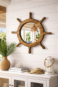 Espelho Timão Marrom em Madeira