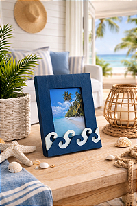 Porta Retrato Ondas Azul Escuro para Fotos 10x15cm