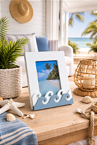 Porta Retrato Ondas Branco para Fotos 10x15cm