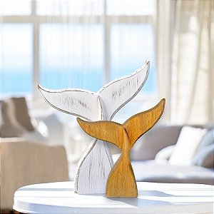 Enfeite Cauda de Baleia Marrom 18 cm Decoração Náutica de Mesa