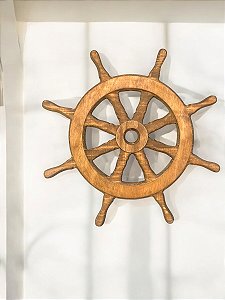 Enfeite Timão Marrom 58 cm Leme Decoração Náutica de Parede
