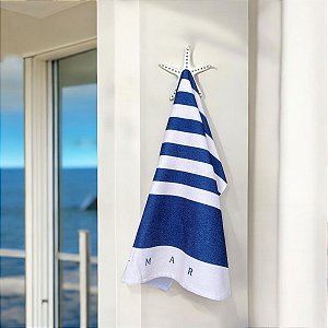 Cabideiro Estrela Furinhos Branca em Madeira Decoração Náutica Praia