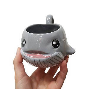 Caneca Baleia Cinza Olhos Abertos 250ml