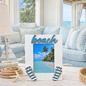 Porta Retrato Chinelinhos Beach Branco para Fotos 10x15cm