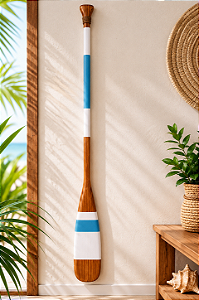 Remo Decorativo Azul Claro e Branco 100 cm Decoração Náutica Praia