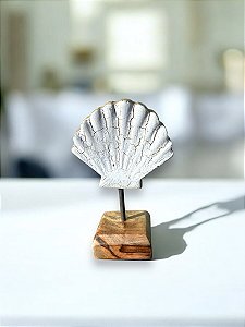 Pedestal Concha Branca Decoração Náutica Praia