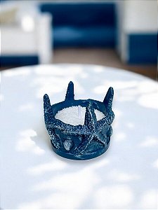 Porta Velas Estrelas Azul Marinho com Vela em Pó Branca