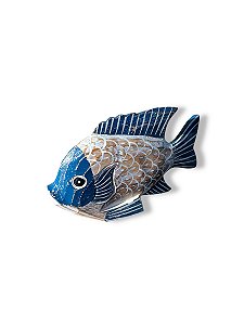 Enfeite Peixe de Mesa Azul Escuro Pequeno Decoração Náutica