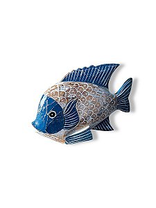 Enfeite Peixe de Mesa Azul Escuro Grande Decoração Náutica
