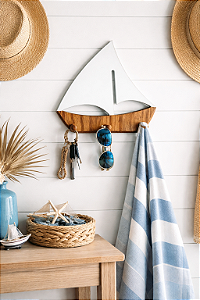 Cabideiro Veleiro em Madeira 25x25x6