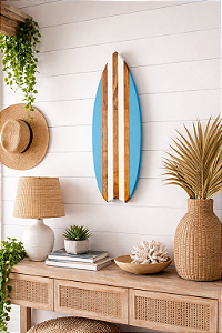 Enfeite Prancha de Parede Azul e Branca 50x18x2