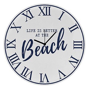 Relógio Náutico Romano Branco Life Beach em Madeira