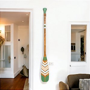 Remo Decorativo Verde com Bege e Branco 100 cm em Madeira