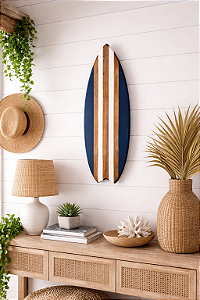 Enfeite Prancha de Parede Azul Marinho e Branca 50x18x2