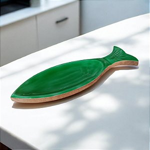 Petisqueira Peixe Verde em Madeira - 40x13,5x2,5